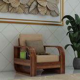 Denzaderb Solid Sheesham Wood 1 Seater Sofa (Natural Finish)
